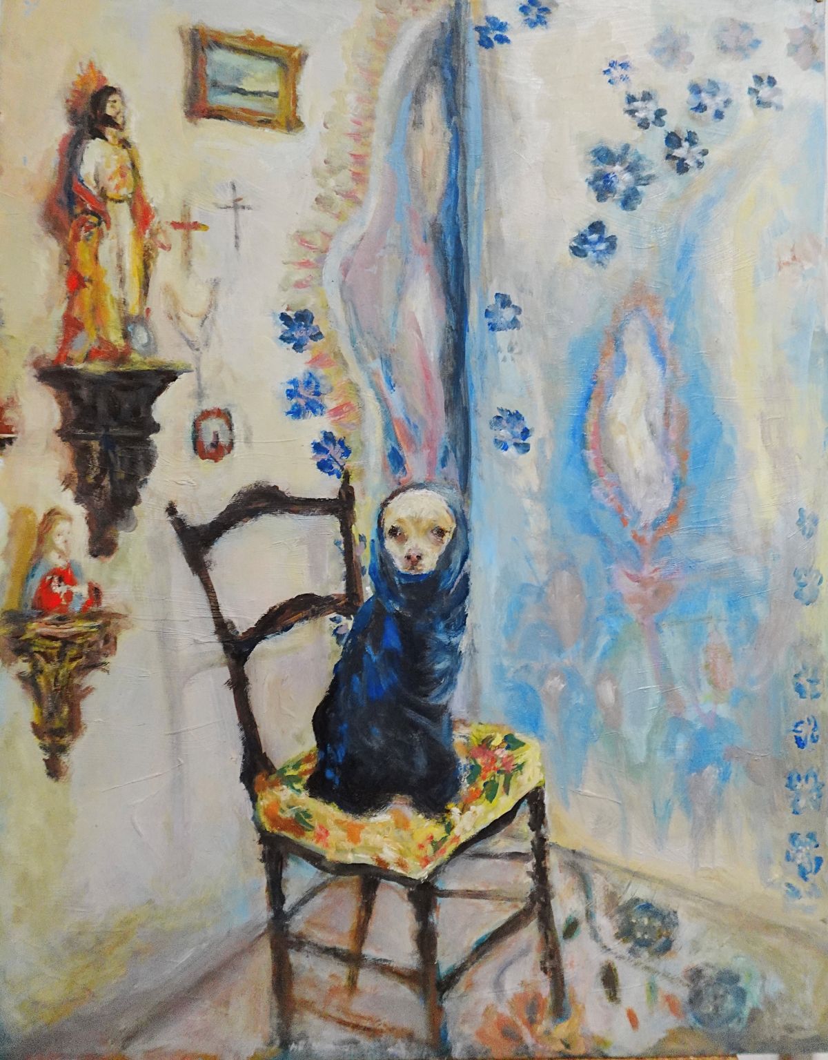 Into the Silence, original oil painting on panel by Mia Cugasi, contemplative mood, 11 by 14 inches